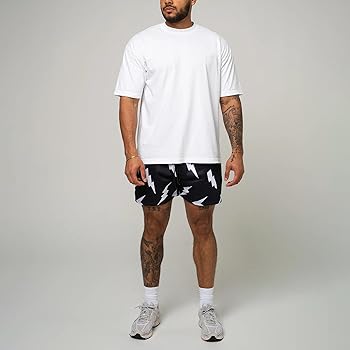 DIOTSR Mens Graphic Shorts Summer Casual Flat Front Shorts